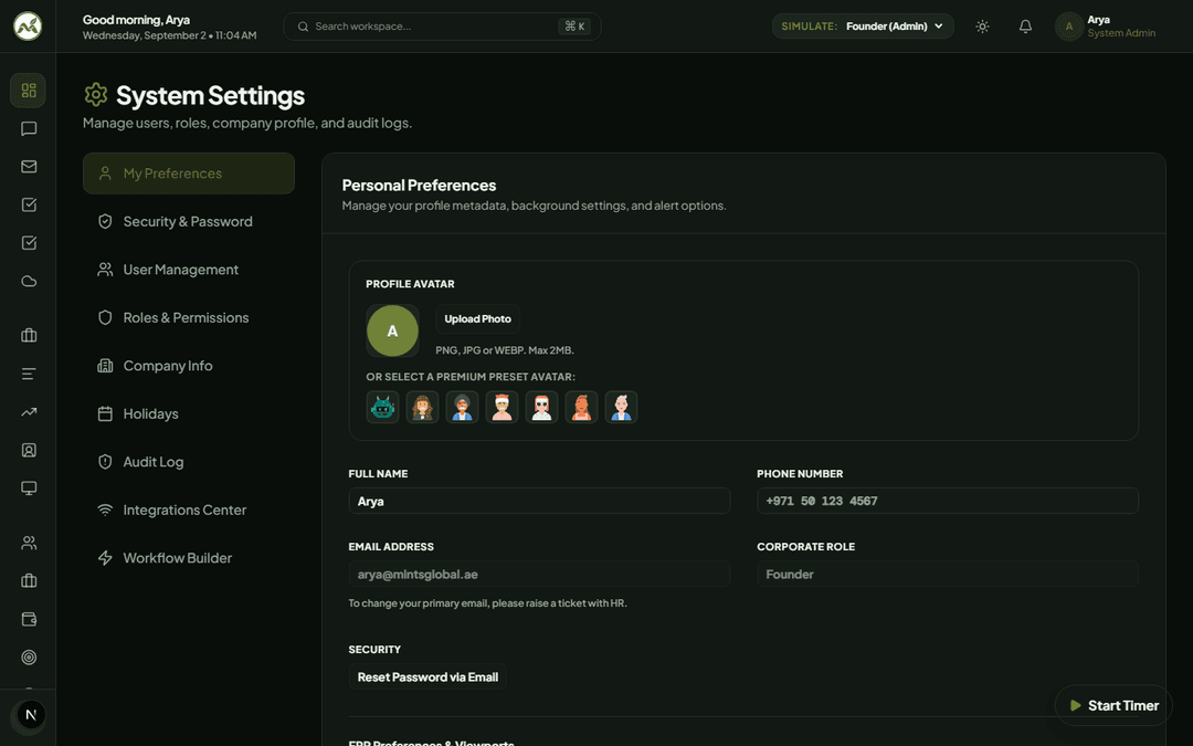 Mints ERP Discord Webhook Settings Configuration